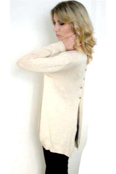 Pull dos ouvert noir /argenté / doré