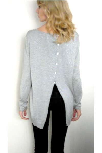 Pull dos ouvert noir /argenté / doré