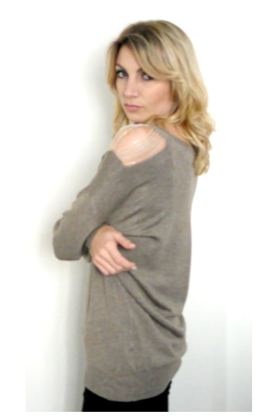 Pull chaînettes Taupe ou Beige