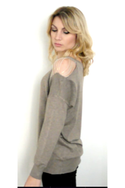 Pull chaînettes Taupe ou Beige