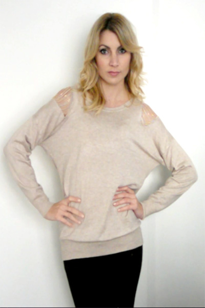 Pull chaînettes Taupe ou Beige