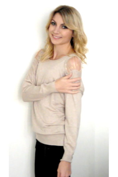 Pull chaînettes Taupe ou Beige