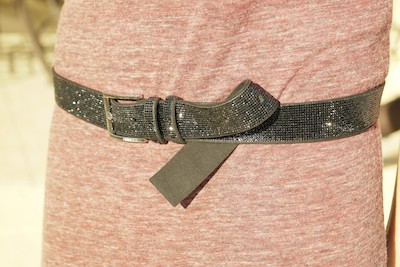 Ceinture strass noire 100% cuir