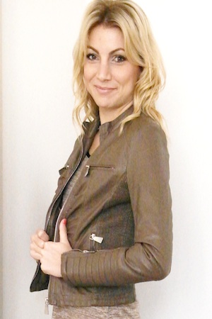 Veste simili-cuir camel