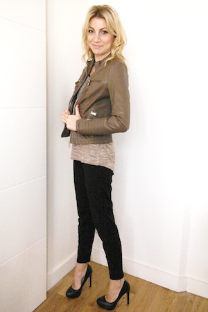 Veste simili-cuir camel