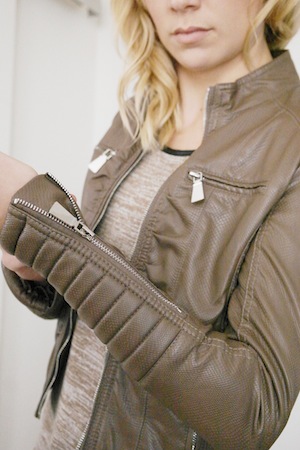 Veste simili-cuir camel