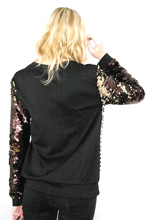 Pull néo-sweat, manches pailletées / Fabrication Française