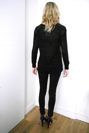 Pull bronze empiècements cuir