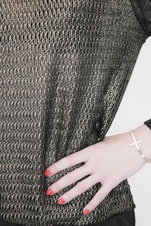 Pull bronze empiècements cuir