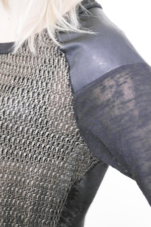 Pull bronze empiècements cuir