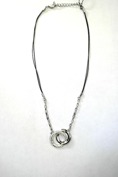 Collier fin argenté / noir